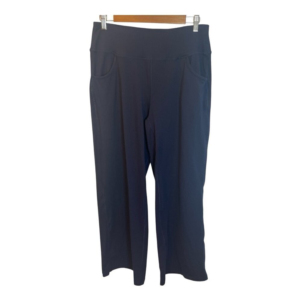ESoft High Waisted Loose Wide Leg Pants XL 28” Inseam Work Dress Blue Pockets - Picture 3 of 6